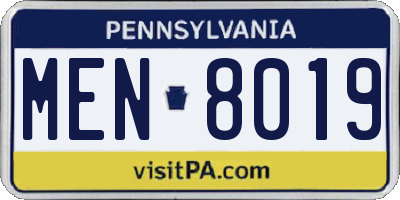 PA license plate MEN8019