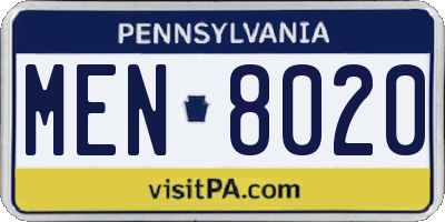 PA license plate MEN8020