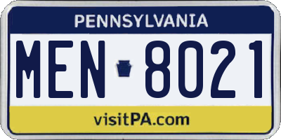 PA license plate MEN8021