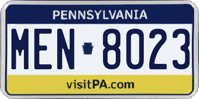 PA license plate MEN8023