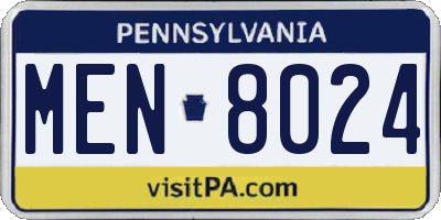 PA license plate MEN8024
