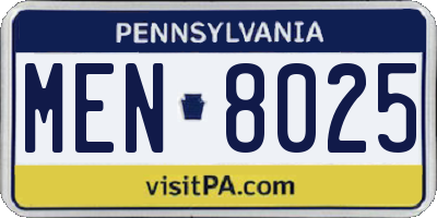 PA license plate MEN8025