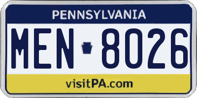 PA license plate MEN8026
