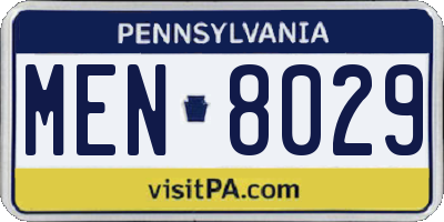 PA license plate MEN8029
