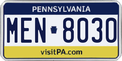 PA license plate MEN8030