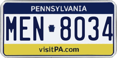 PA license plate MEN8034