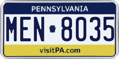 PA license plate MEN8035