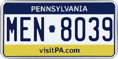 PA license plate MEN8039