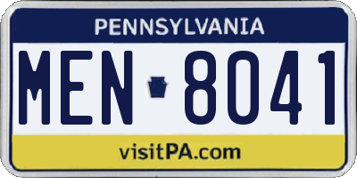 PA license plate MEN8041