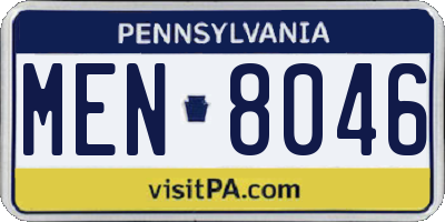 PA license plate MEN8046