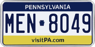 PA license plate MEN8049