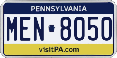 PA license plate MEN8050