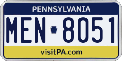 PA license plate MEN8051