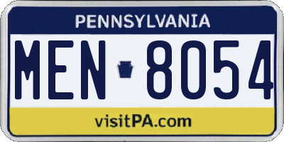 PA license plate MEN8054