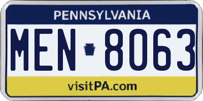 PA license plate MEN8063