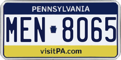 PA license plate MEN8065