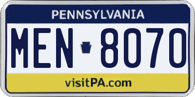 PA license plate MEN8070