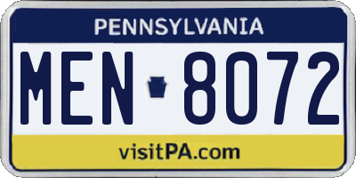 PA license plate MEN8072