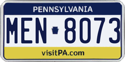 PA license plate MEN8073