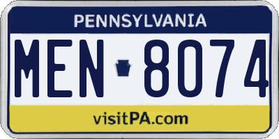 PA license plate MEN8074