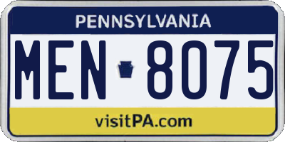PA license plate MEN8075