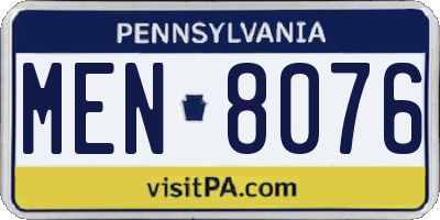PA license plate MEN8076