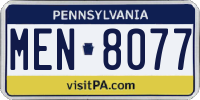 PA license plate MEN8077