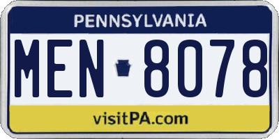 PA license plate MEN8078