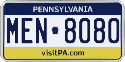 PA license plate MEN8080