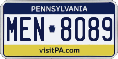 PA license plate MEN8089