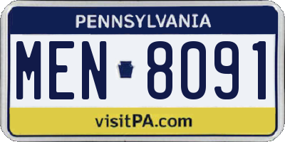 PA license plate MEN8091