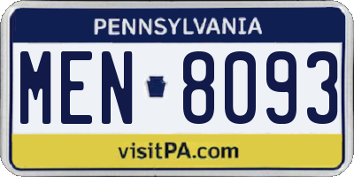 PA license plate MEN8093