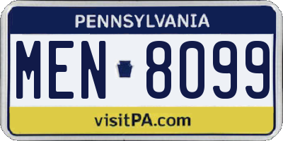 PA license plate MEN8099