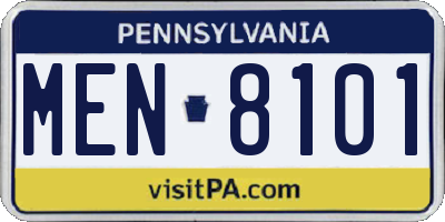 PA license plate MEN8101