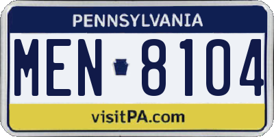 PA license plate MEN8104
