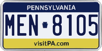 PA license plate MEN8105