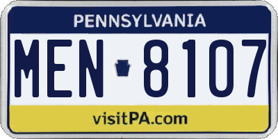 PA license plate MEN8107