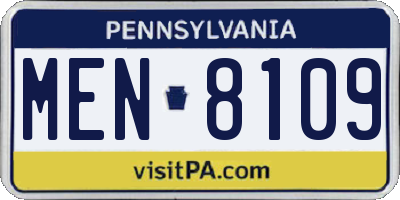 PA license plate MEN8109