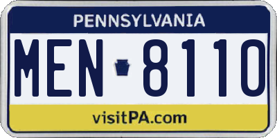 PA license plate MEN8110