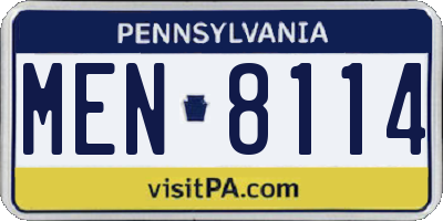 PA license plate MEN8114