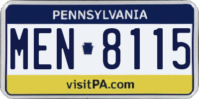 PA license plate MEN8115