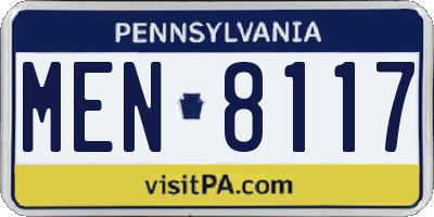 PA license plate MEN8117