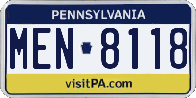 PA license plate MEN8118
