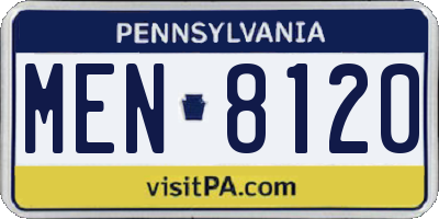 PA license plate MEN8120
