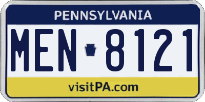 PA license plate MEN8121