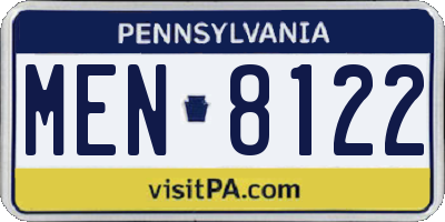 PA license plate MEN8122