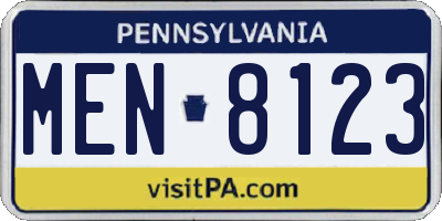 PA license plate MEN8123