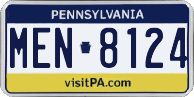 PA license plate MEN8124