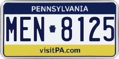 PA license plate MEN8125