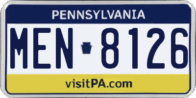 PA license plate MEN8126